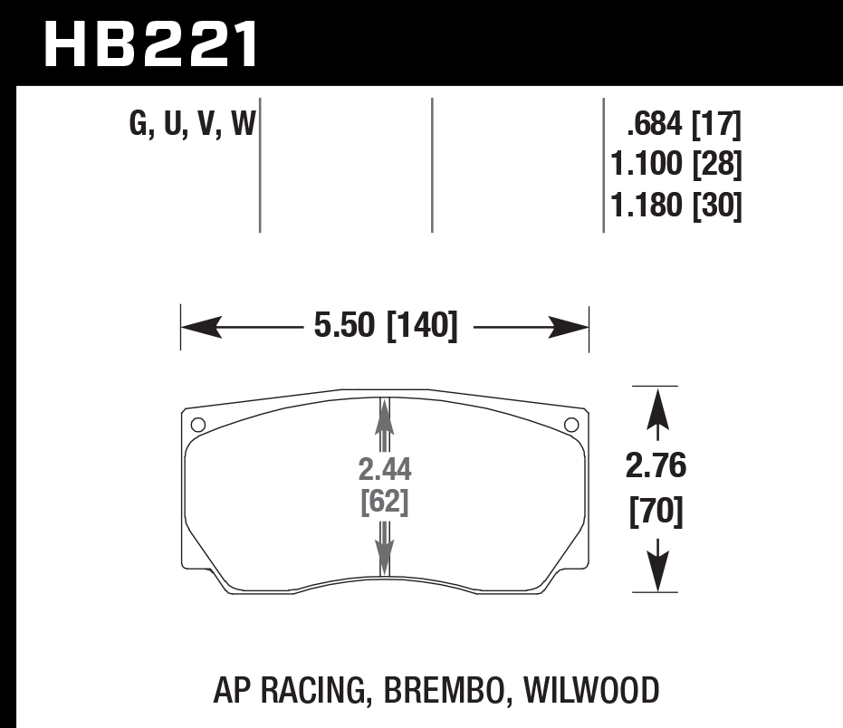 Hawk Brake Pad Set HB221U1.18 DTC-70