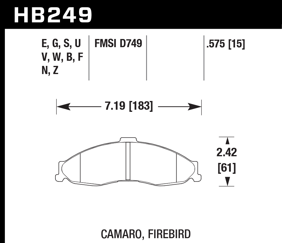 Hawk Brake Pad Set HB249Z.575 Performance Ceramic