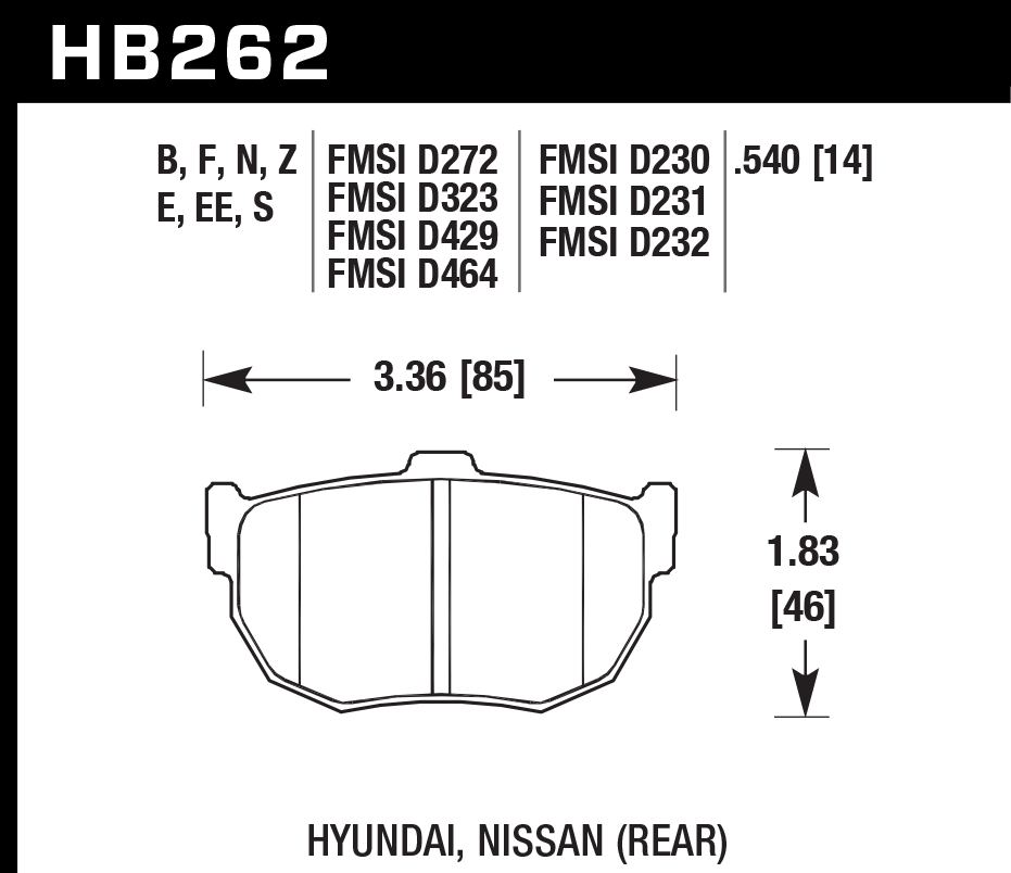 Hawk Brake Pad Set HB262Z.540 Performance Ceramic