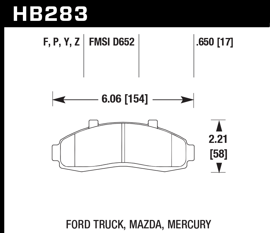 Hawk Brake Pad Set HB283P.650 Super Duty