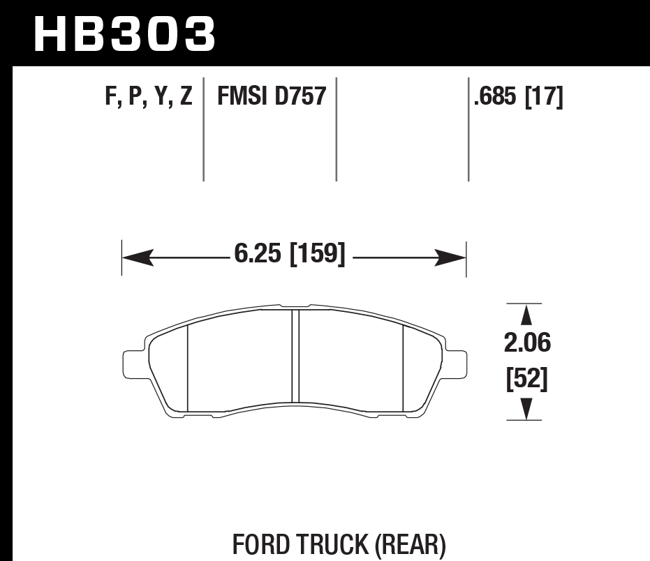 Hawk Brake Pad Set HB303P.685 Super Duty