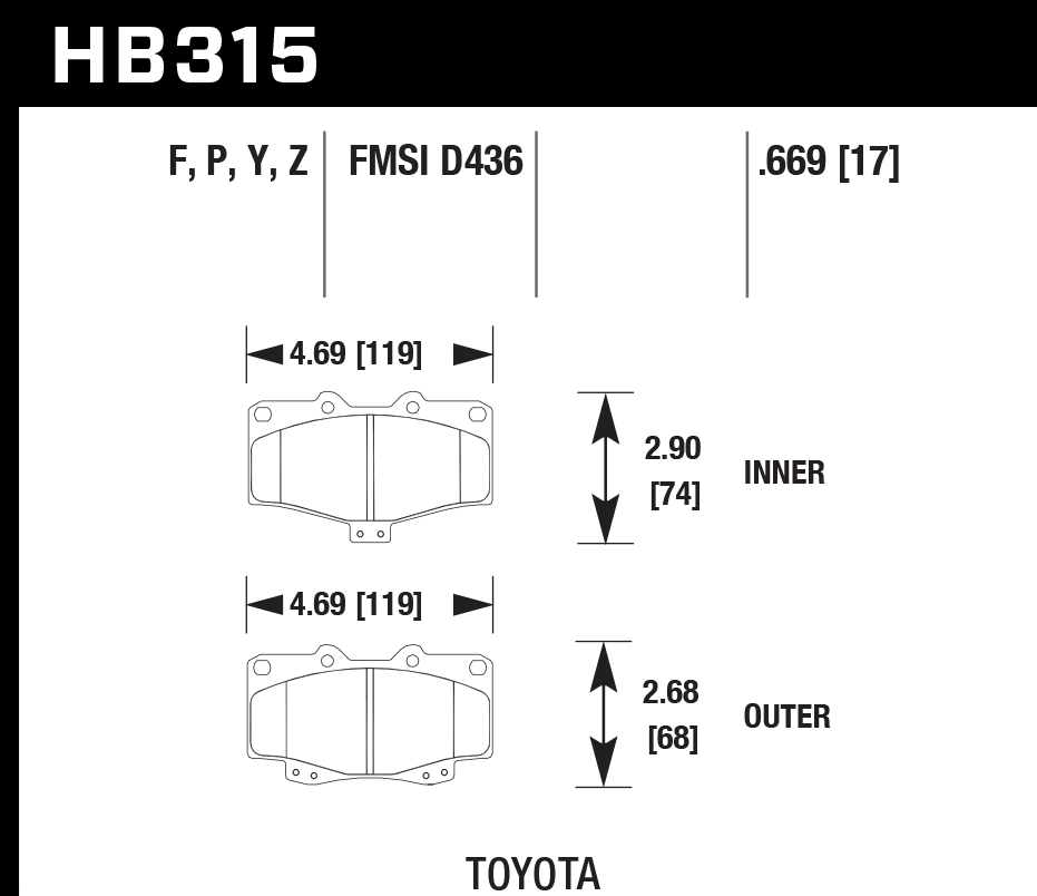 Hawk Brake Pad Set HB315F.669 HPS