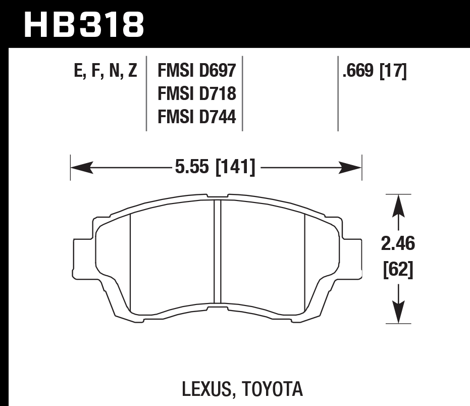 Hawk Brake Pad Set HB318F.669 HPS