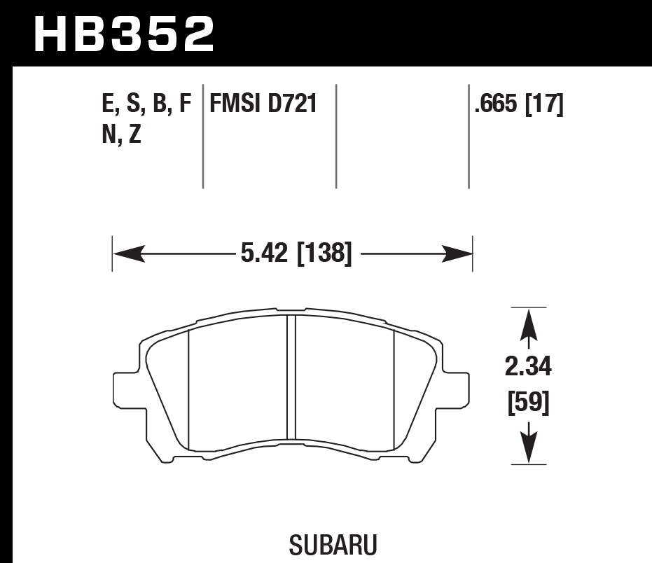 Hawk Brake Pad Set HB352Z.665 Perfromance Ceramic