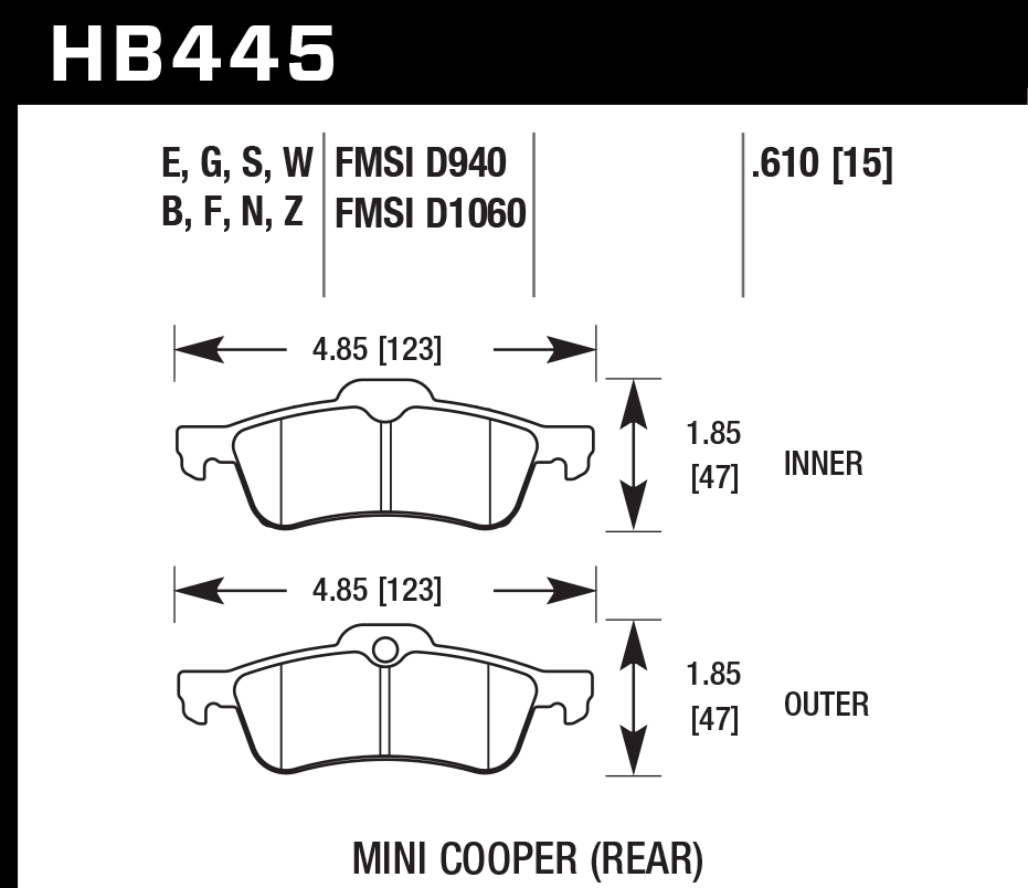 Hawk Brake Pad Set HB445S.610 HT-10