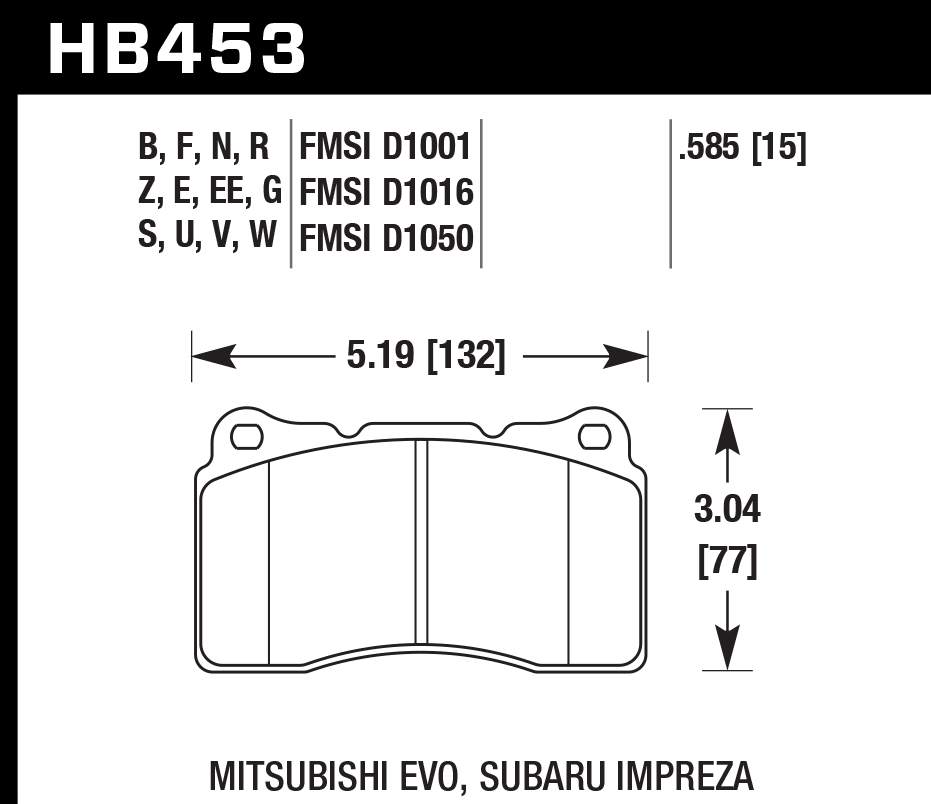 Hawk Brake Pad Set HB453Z.585 Performance Ceramic