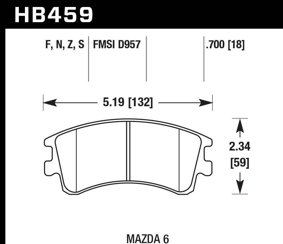 Hawk Brake Pad Set HB459F.700 HPS