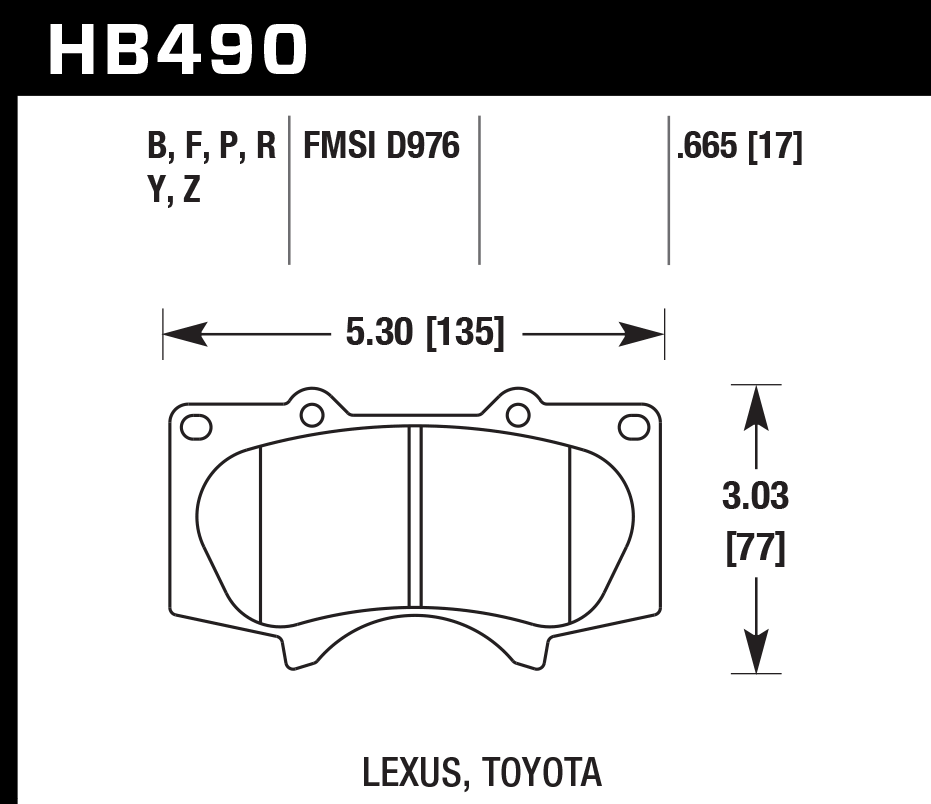 Hawk Brake Pad Set HB490Y.665 LTS