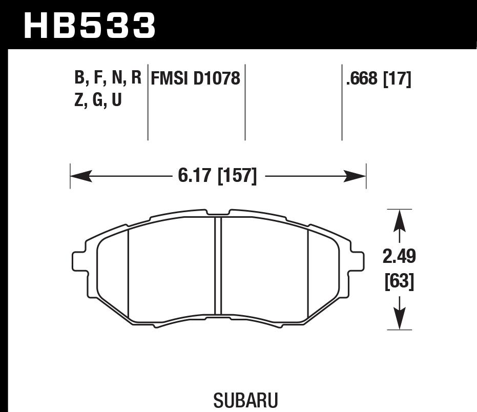 Hawk Brake Pad Set HB533Z.668 Performance Ceramic