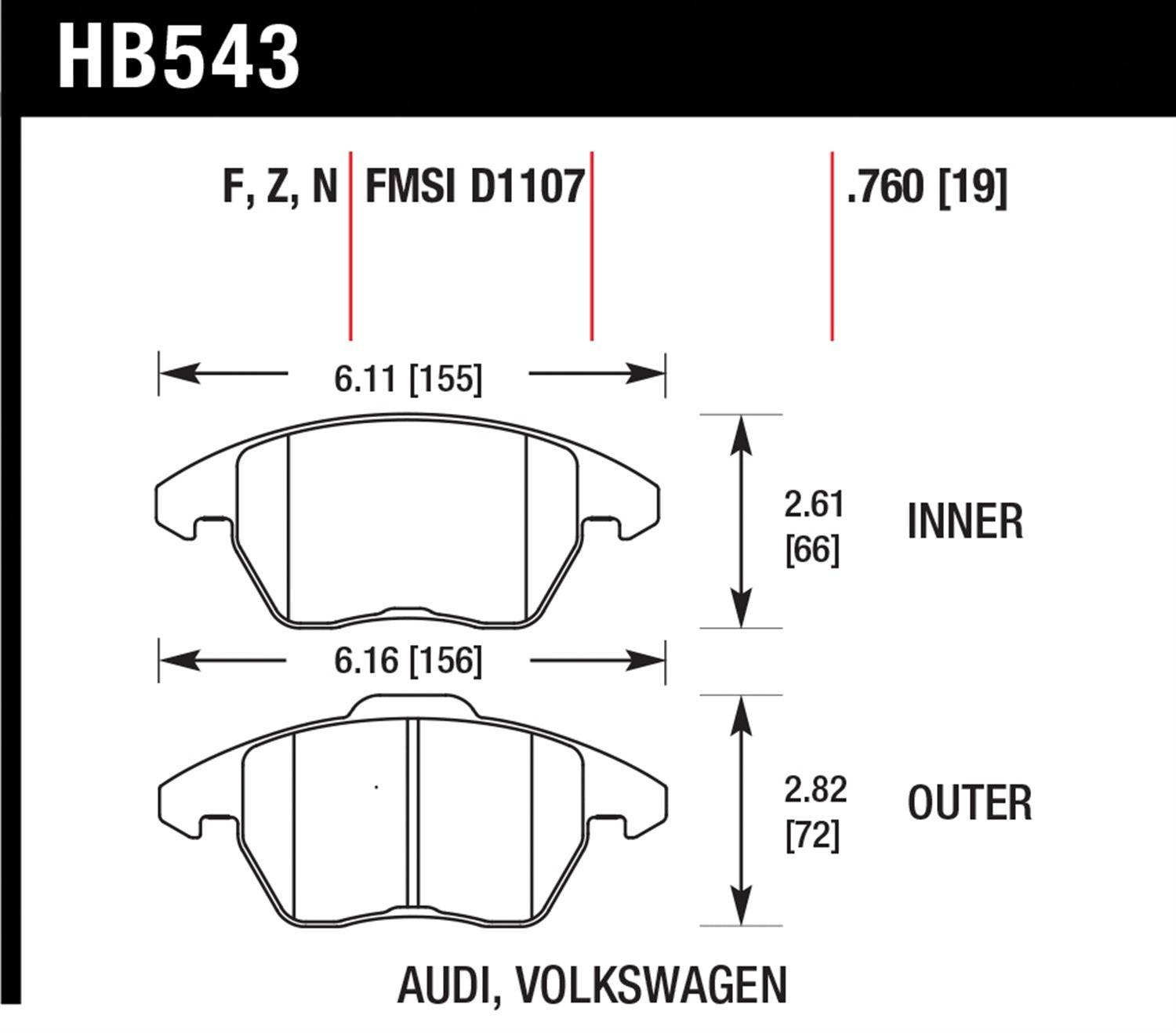 Hawk Brake Pad Set HB543Z.760 Performance Ceramic