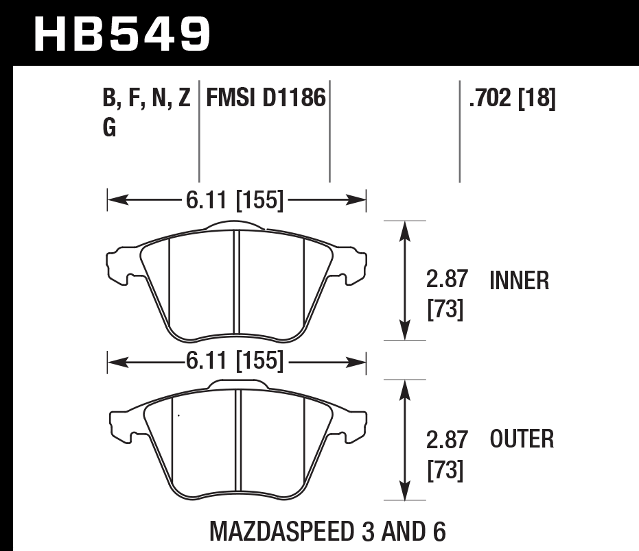 Hawk Brake Pad Set HB549Z.702 Performance Ceramic