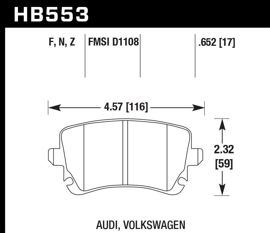 Hawk Brake Pad Set HB553Z.652 Performance Ceramic