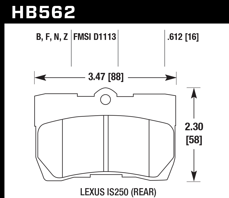 Hawk Brake Pad Set HB562Z.612 Performance Ceramic