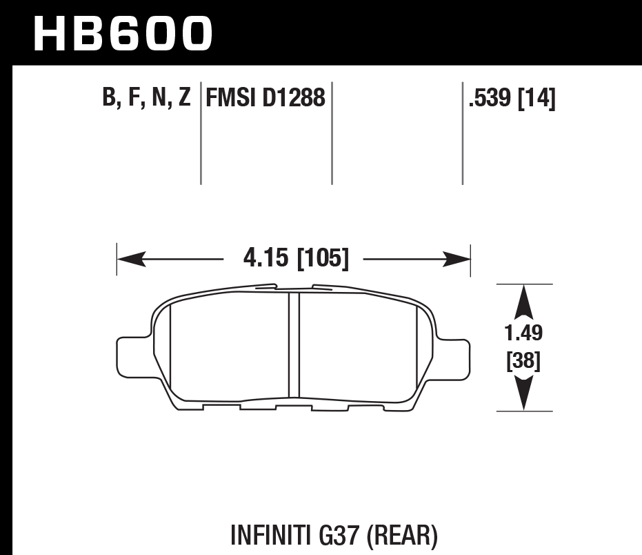 Hawk Brake Pad Set HB600Z.539 Performance Ceramic