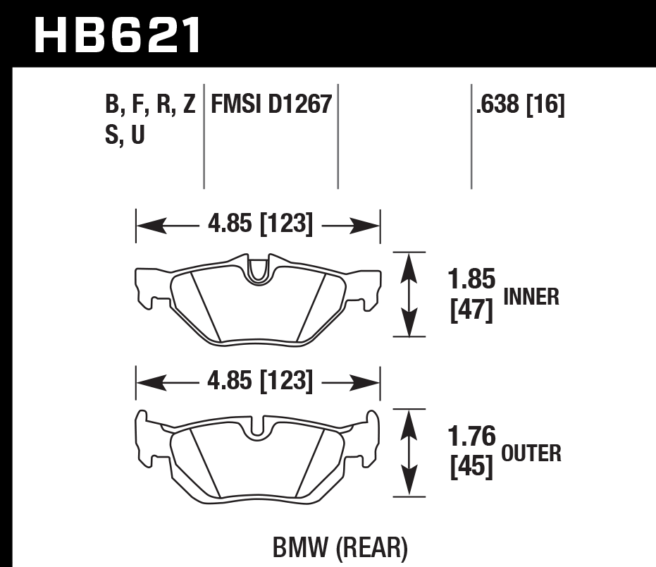 Hawk Brake Pad Set HB621Z.638 Performance Ceramic
