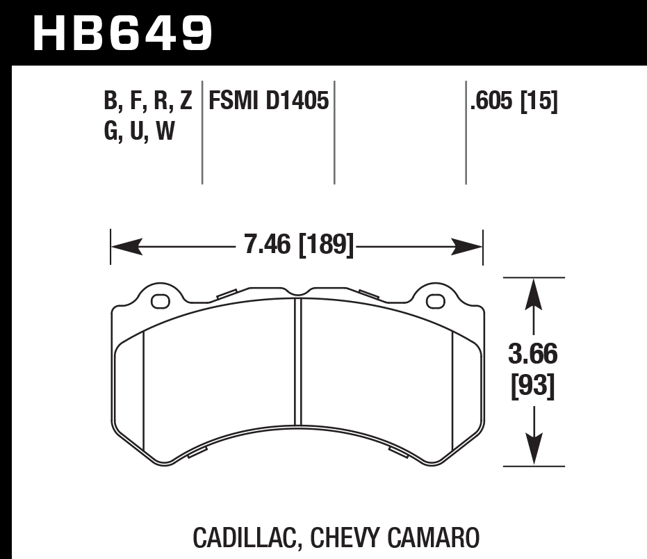 Hawk Brake Pad Set HB649Z.605 Performance Ceramic