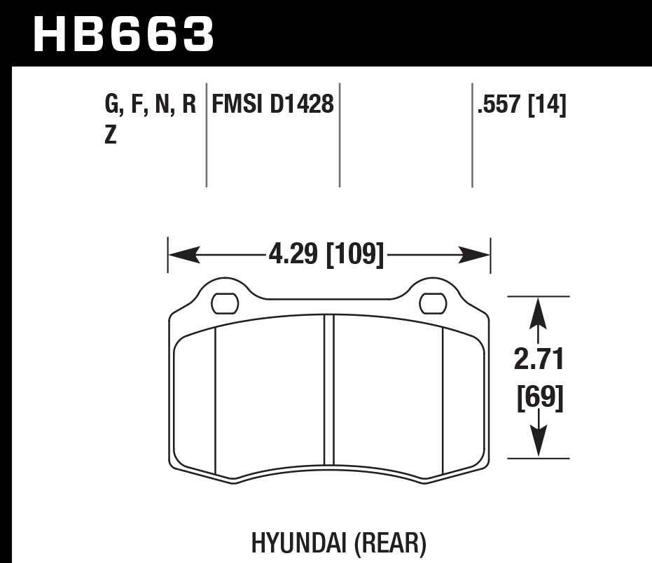 Hawk Brake Pad Set HB663Z.557 Performance Ceramic