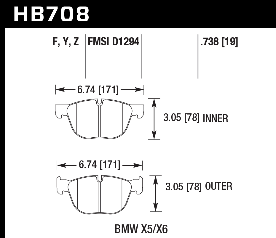 Hawk Brake Pad Set HB708Z.738 Performance Ceramic