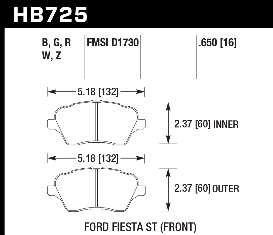 Hawk Brake Pad Set HB725Z.650 Performance Ceramic