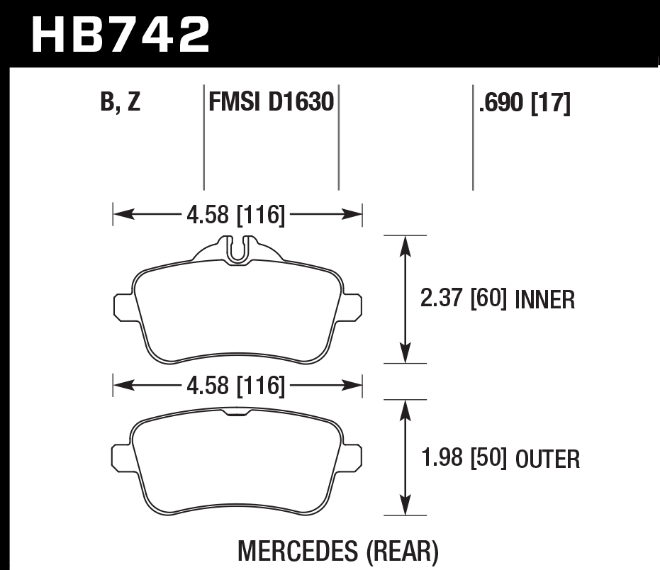 Hawk Brake Pad Set HB742Z.690 Performance Ceramic