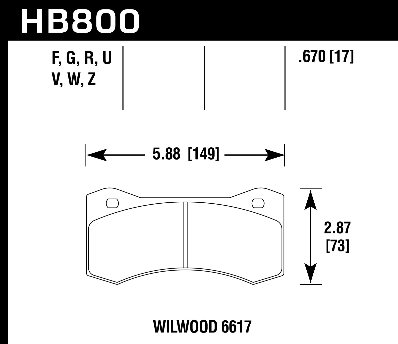 Hawk Brake Pad Set HB800Z.670 Performance Ceramic