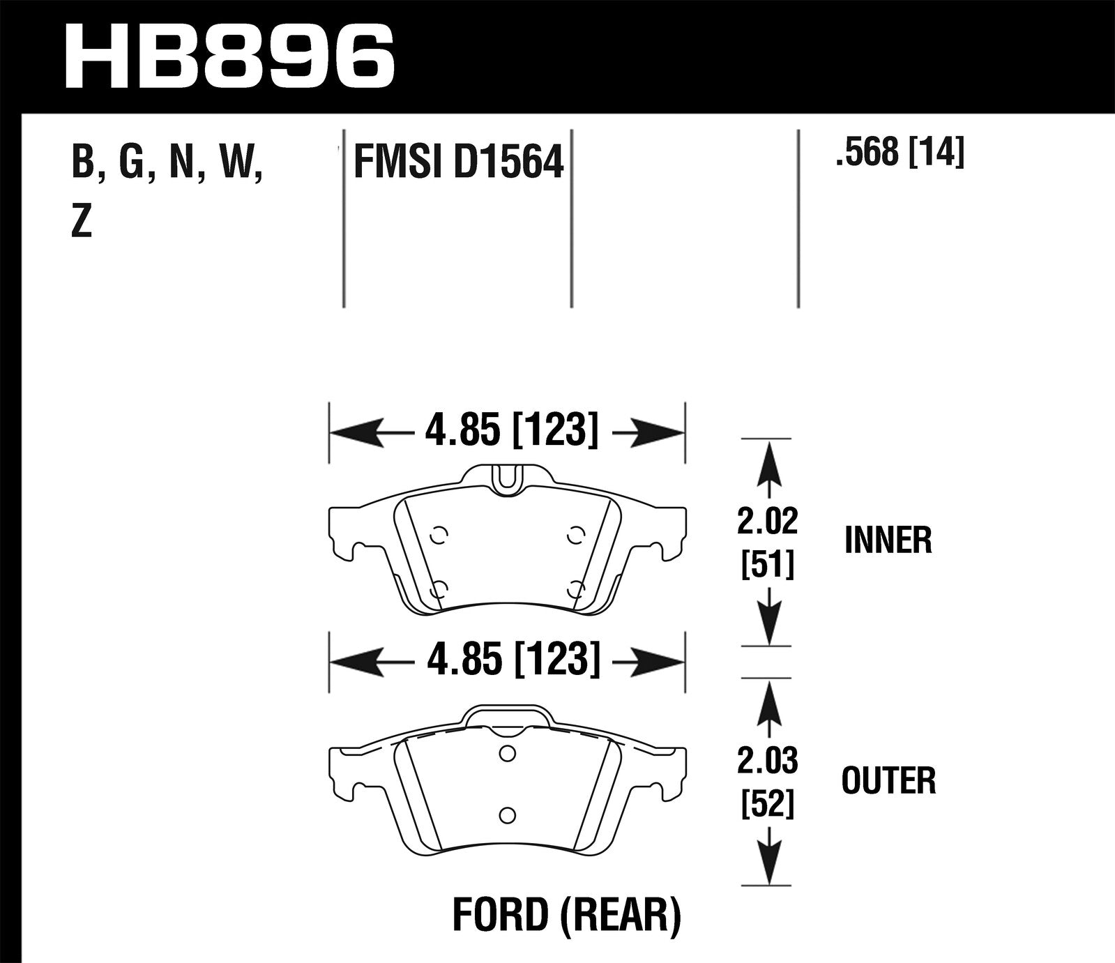 Hawk Brake Pad Set HB896Z.568 Performance Ceramic