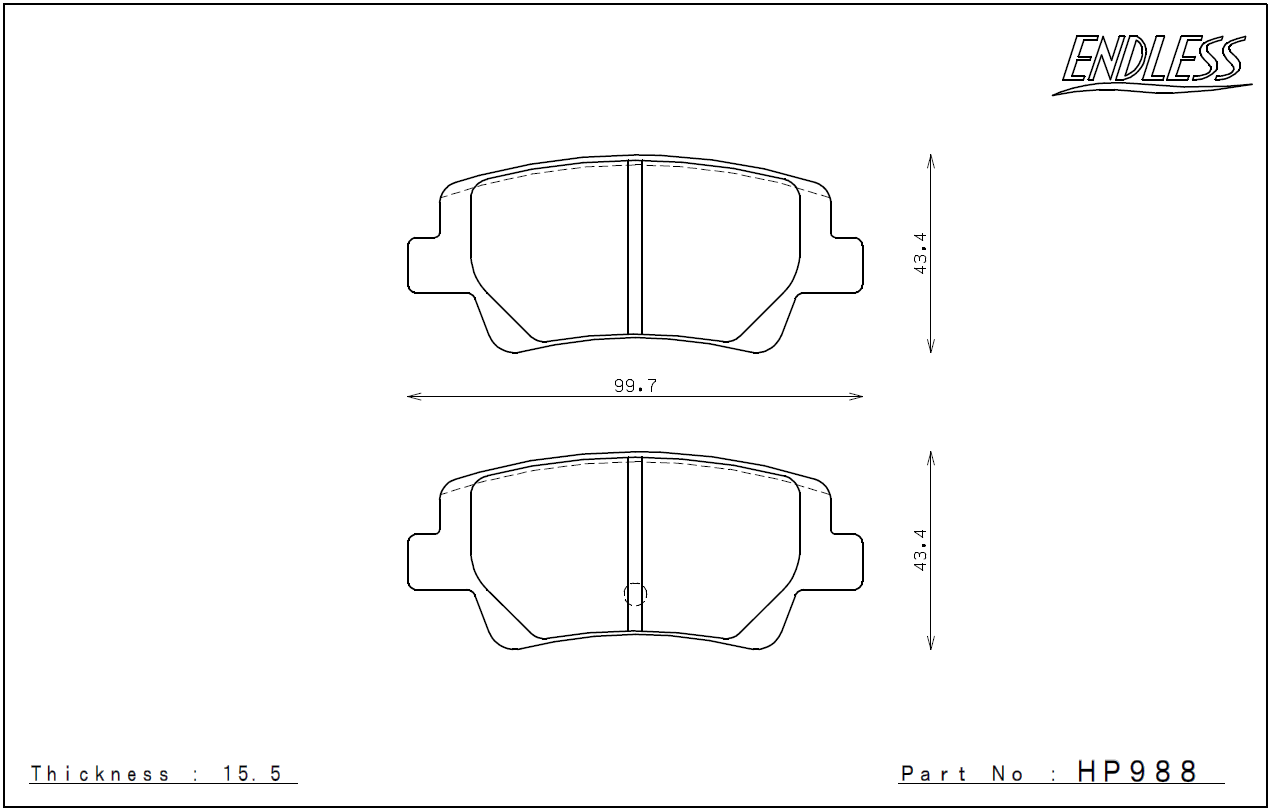 Hyundai i20 N REAR Endless Brake Pad Set HP988 MX72
