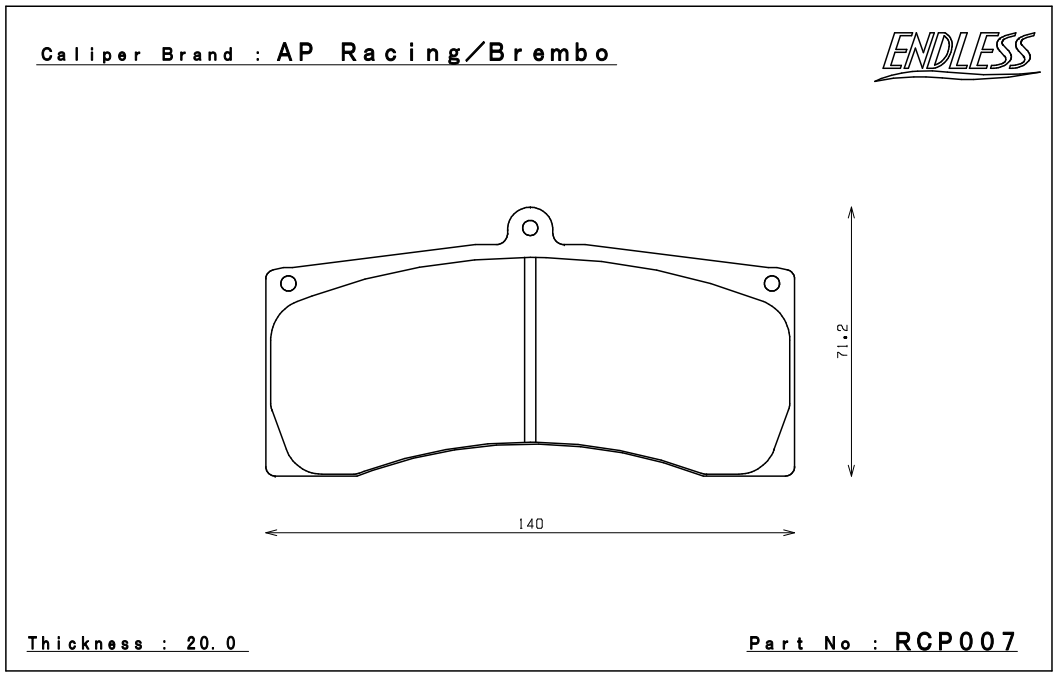 Endless Brake Pad Set RCP007 N84M 25mm