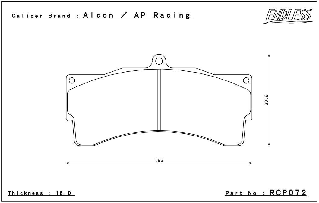 Endless Brake Pad Set RCP072 N84M 25mm