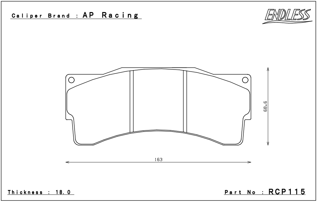 Endless Brake Pad Set RCP115 N84M 25mm