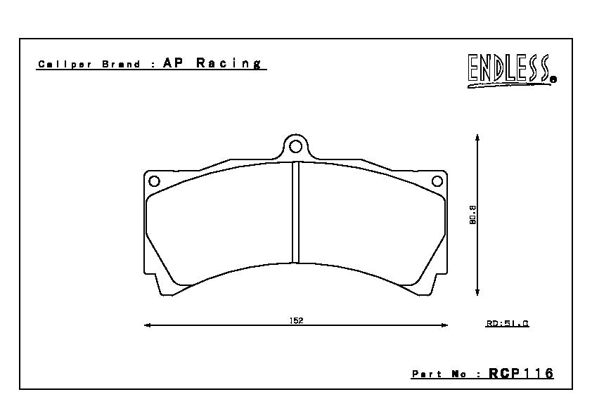 Endless Brake Pad Set RCP116 PC35 18mm