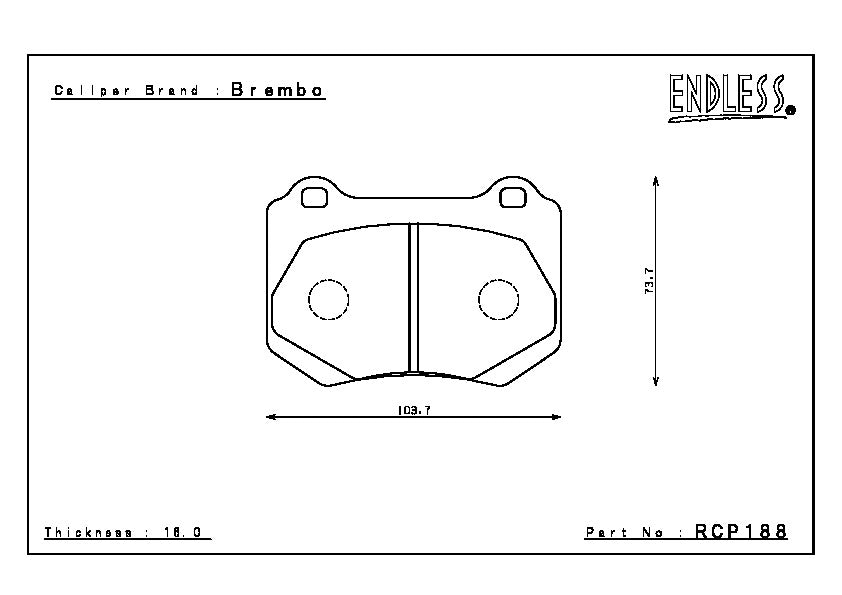 Endless Brake Pad Set RCP188 PC35