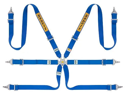 Sabelt 6-Point Steel Harness – 2" Shoulder / Lap Belts (Pull-Up) - BLUE