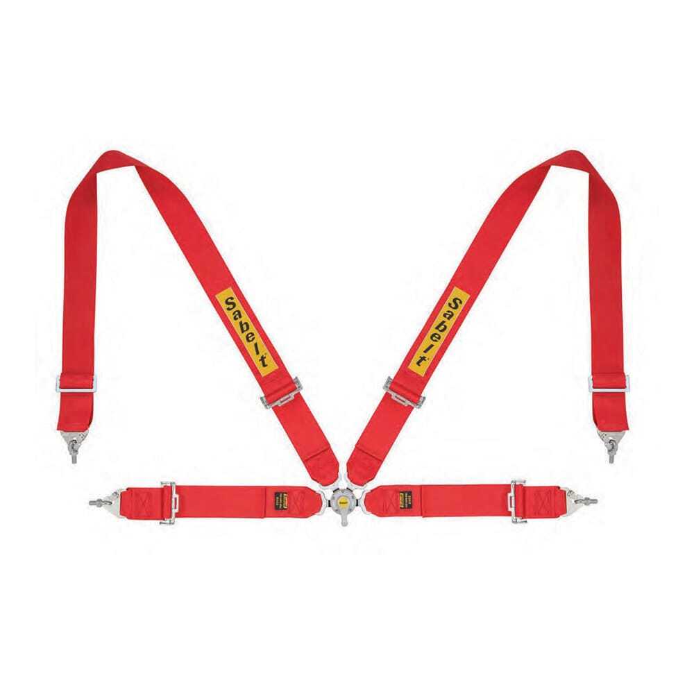 Sabelt 4-Point Steel Harness – 3" Shoulder / Lap Belts (Pull-Up) - RED